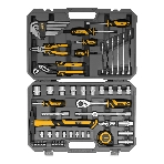 Набор инструментов Denzel 1/2', 1/4', CrV, S2, пластиковый кейс, 64 предмета, фото2