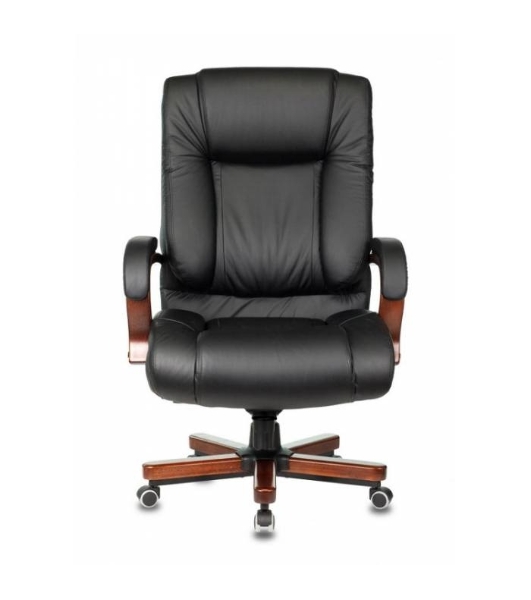 Кресло Бюрократ T-9925WALNUT/BLACK черный, кожа