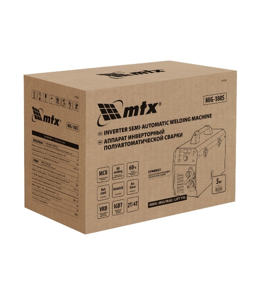 Аппарат инвертор. полуавтомат. cварки MTX MIG-180S, 180A, ПВ 60%, катушка 5 кг