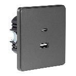 Розетка Kranz ROUND USB-A+Type-C 3А с функцией быстрой зарядки титан, фото3