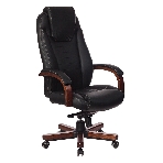 Кресло Бюрократ T-9923WALNUT/BLACK черный, кожа, фото 1