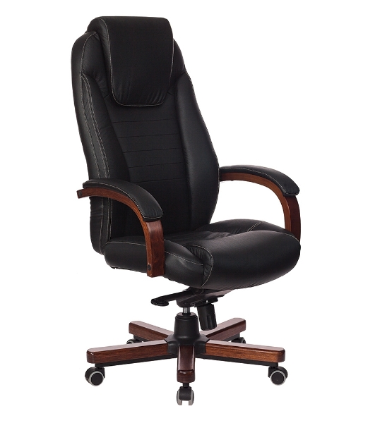 Кресло Бюрократ T-9923WALNUT/BLACK черный, кожа