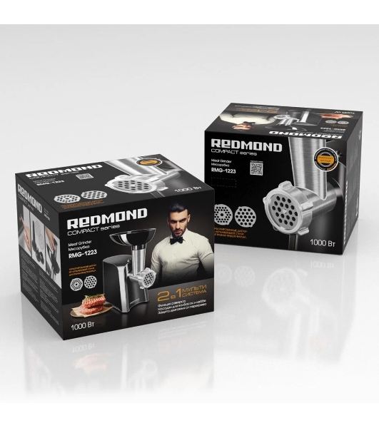Мясорубка электрическая Redmond RMG-1223 1000 Вт, черный/серебристый