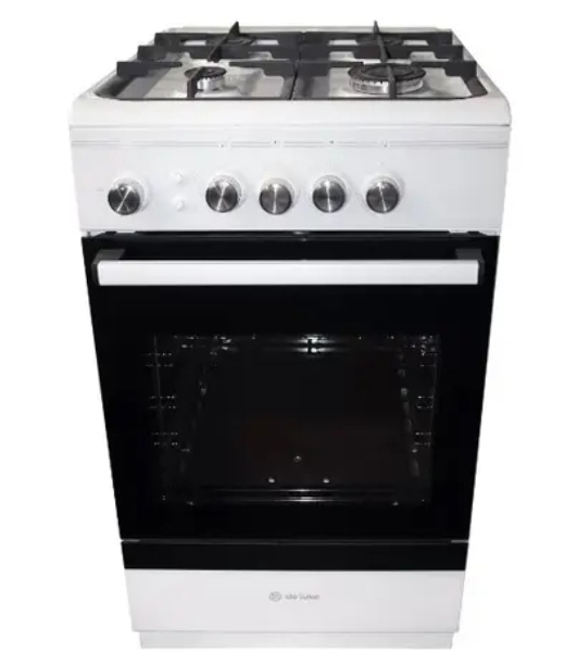 Плита газовая De Luxe 506040.24Г ЧР белый, конфорок 4 шт, духовка 54 л, 50 см x 85 см x 60 см