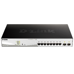 Коммутатор D-Link DGS-1210-10MP/F3A, 8×1 Гбит/с + 2×1 Гбит/с SFP, управляемый