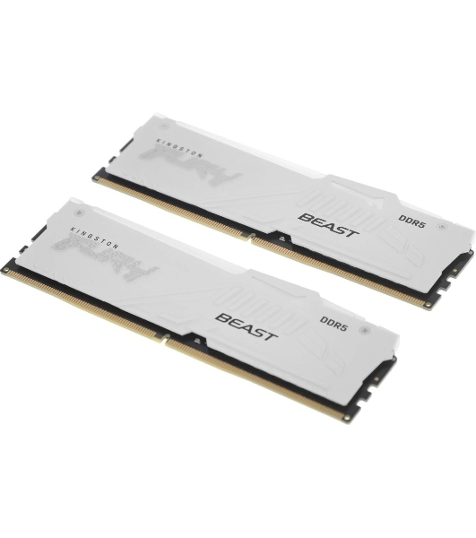 Оперативная память Kingston Fury Beast, DDR5, 32Gb (2x16Gb), 5600MHz, CL40, DIMM, с радиаторами, RGB, белый