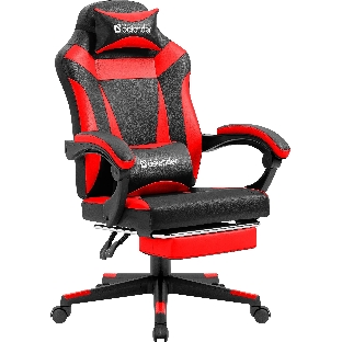 Кресло Defender CRUISER BLACK/RED черный/красный, экокожа, подставка для ног