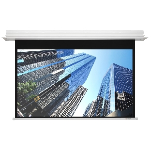 Встраиваемый экран с электроприводом Lumien Master Recessed Control 128х221 см (раб.область 120х213 см) (96') Matte White черная кайма по периметру, черная кайма сверху 53 см, триггер, RS232, IR, RF управл. в комплекте, цвет корпуса белый 16:9