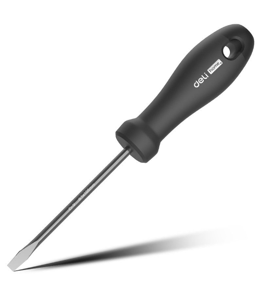 Отвертка шлицевая Home Series'; Deli HT1105 5x100 мм Эксклюзивный дизайн. Рукоятка из высококачественного софттач пластика