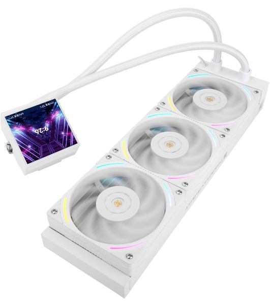 Водяное охлаждение для процессора Thermalright Hyper Vision 360 (360mm, LED, White, ARGB/Fans: 3x120mm, 69CFM, 27dBA, 2150RPM/Pump height 68mm, 6400RPM, Rad thickness 27mm/S: 1700, 1200, 1851, 115X, 2011, 2066, AM5, AM4)