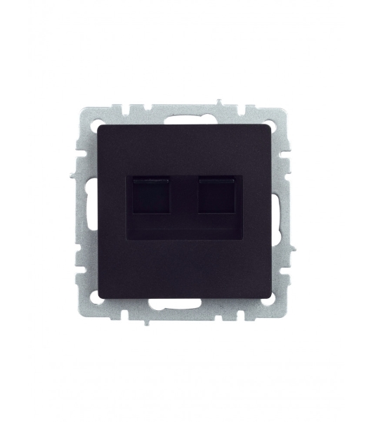 Розетка компьютерная двойная RJ11+RJ45 IEK BRITE РК/Т12-БрЧ кат.5E черный