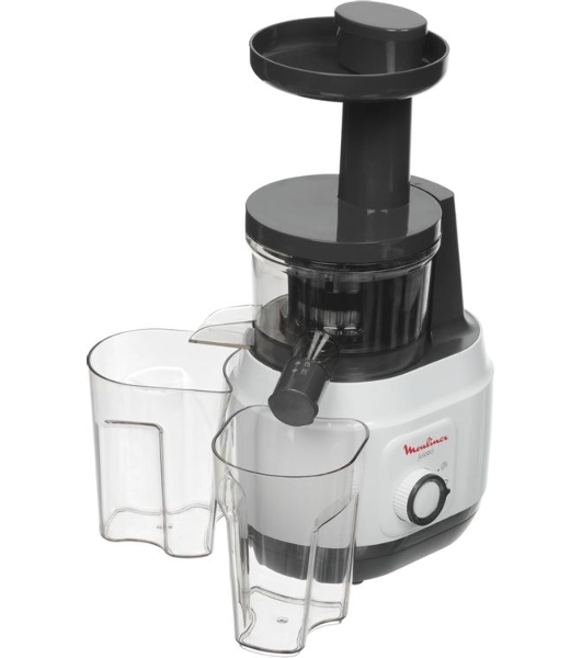 Соковыжималка Moulinex ZU150110 белый/черный, шнековая вертикальная, 150 Вт, 800 мл, электронное, реверс