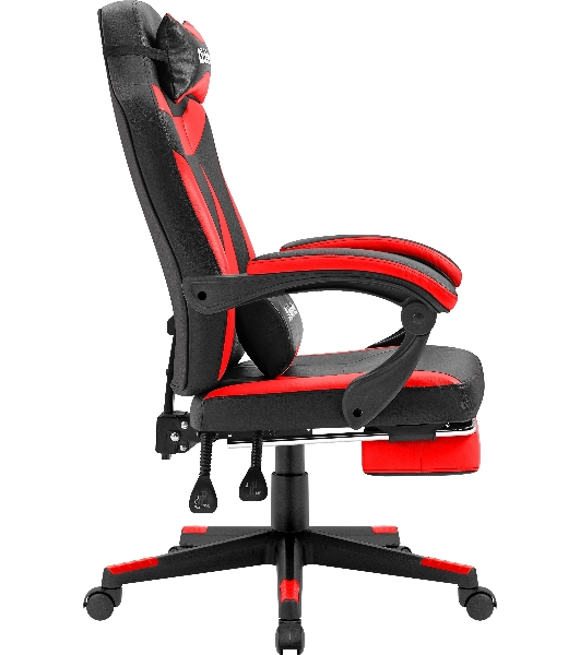 Кресло Defender CRUISER BLACK/RED черный/красный, экокожа, подставка для ног