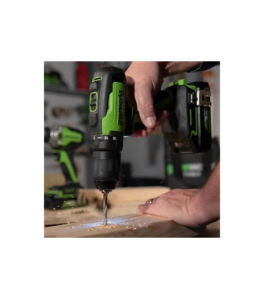 Дрель-шуруповерт GREENWORKS GD24DD35, 24 В, 2 Ач, 35 Нм, бесщеточный