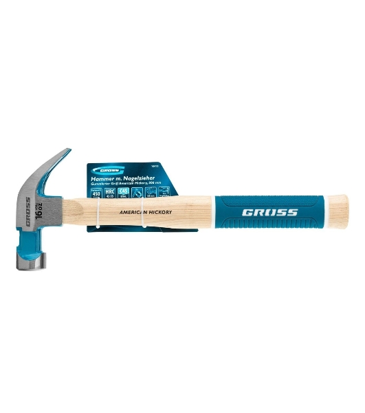 Молоток-гвоздодер Gross AMERICAN HICKORY 450 г, угол 45, магнит, обрезиненная рукоятка