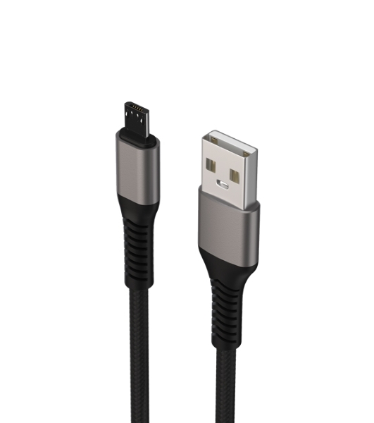 Дата-кабель Maxvi MC-21M USB-MicroUSB 2.4А, 1м, black-grey