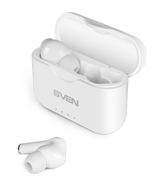 Наушники TWS SVEN E-701BT белый, внутриканальные, Bluetooth, сенсорное управление, до 3 ч