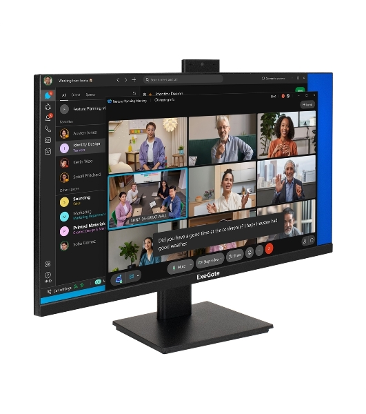 Монитор 27' ExeGate SuperView EA2700A IPS 1920x1080, 75 Гц, 5 мс, 16:9, 250 кд/м², HDMI 1.4, VGA, веб-камера (2 Мп), 3.5 мм, черный