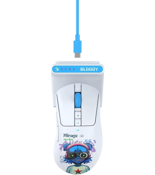 Мышь беспроводная A4Tech Bloody R73 Ultra Duo белый/рисунок оптическая 20000dpi беспров. USB/USB-C 7but (R73 ULTRA DUO NYX MIRAGE)