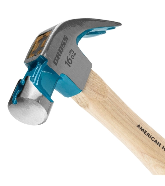 Молоток-гвоздодер Gross AMERICAN HICKORY 450 г, угол 45, магнит, обрезиненная рукоятка
