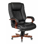Кресло Бюрократ T-9925WALNUT/BLACK черный, кожа, фото 1