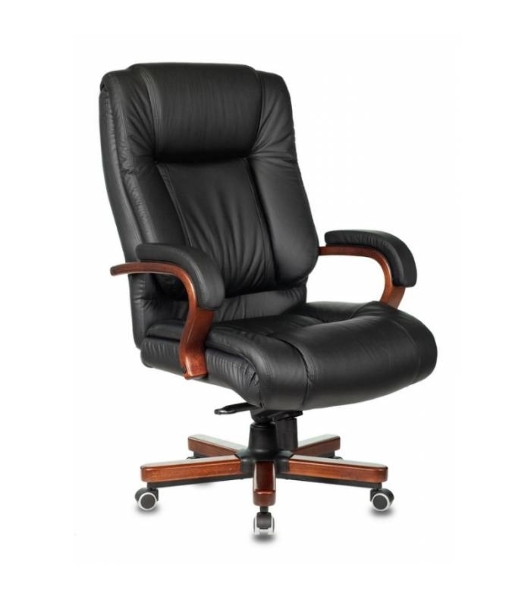 Кресло Бюрократ T-9925WALNUT/BLACK черный, кожа