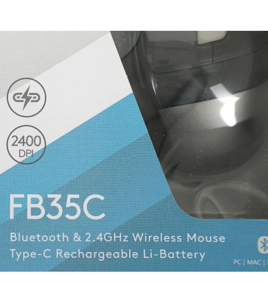 Мышь беспроводная A4Tech Fstyler FB35C серый/черный, 2000 dpi, радиоканал, Bluetooth, USB, кнопки - 6