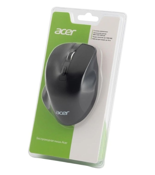 Мышь беспроводная Acer OMR140 черный, 1600 dpi, радиоканал, USB, кнопки - 6