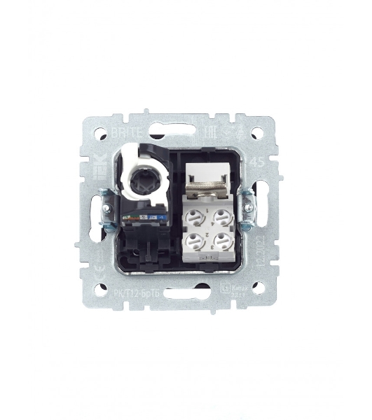 Розетка компьютерная двойная RJ11+RJ45 IEK BRITE РК/Т12-БрТБ кат.5E темная бронза