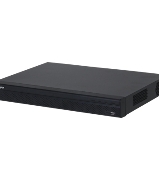 Видеорегистратор IP 32-канальный DAHUA 4K и H.265+. Входящий поток до 160 Мбит/с; сжатие: Н.265+/H.265+, H.265, H.264+, H.264+/H.264; разрешение записи до 12Мп; накопители: 2 SATA III до 20Тбайт; воспр