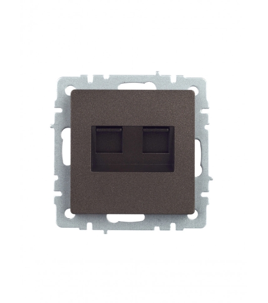 Розетка компьютерная двойная RJ11+RJ45 IEK BRITE РК/Т12-БрТБ кат.5E темная бронза