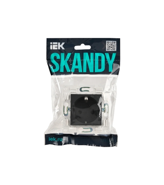 Розетка IEK SKANDY SK-R04G (SK-R14-16-K53) с заземлением, с защитными шторками 16А, графит