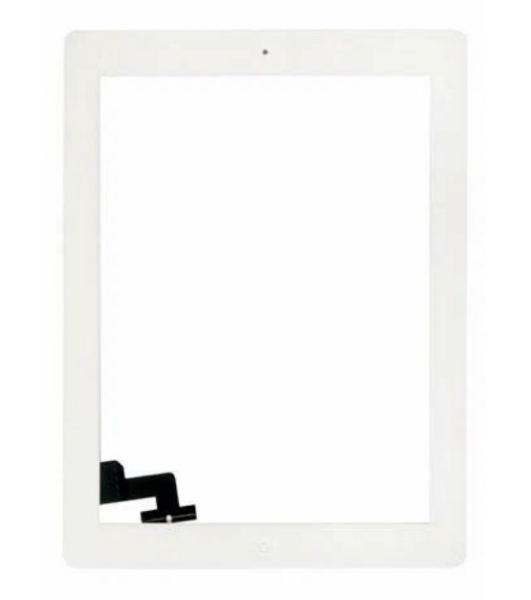 Сенсорное стекло (тачскрин) для iPad 2 (A1395, A1396, A1397), белое с кнопкой OEM