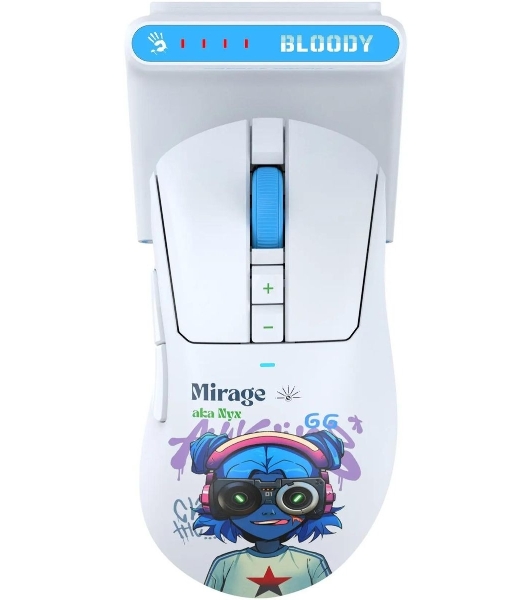 Мышь беспроводная A4Tech Bloody R73 Ultra Duo белый/рисунок оптическая 20000dpi беспров. USB/USB-C 7but (R73 ULTRA DUO NYX MIRAGE)