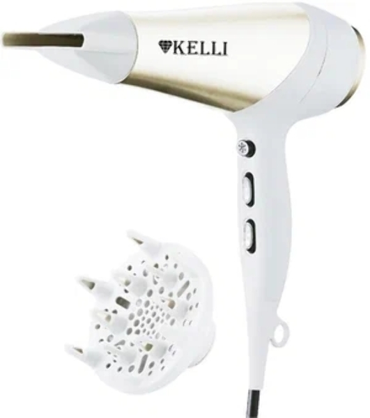 Фен Kelli KL-1125 белый/золотистый, 2400 Вт