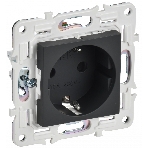 Розетка IEK SKANDY SK-R04G (SK-R14-16-K53) с заземлением, с защитными шторками 16А, графит, фото 1