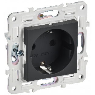Розетка IEK SKANDY SK-R04G (SK-R14-16-K53) с заземлением, с защитными шторками 16А, графит