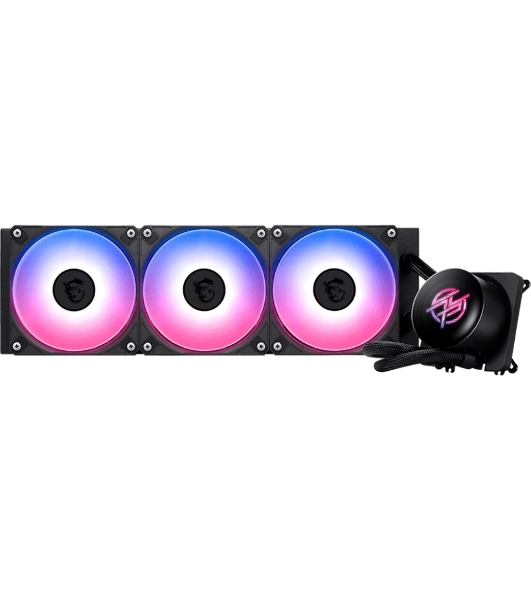 Система жидкостного охлаждения/ Water Cooling System MSI MPG CORELIQUID P13 360 (300W, 360мм, LED, Black, ARGB/ Fans: 3x120мм, 64.89CFM, 2050RPM/ Pump 20dBA, 3400RPM, Rad thickness 27мм/ S: 1851, 1700, AM5, AM4)