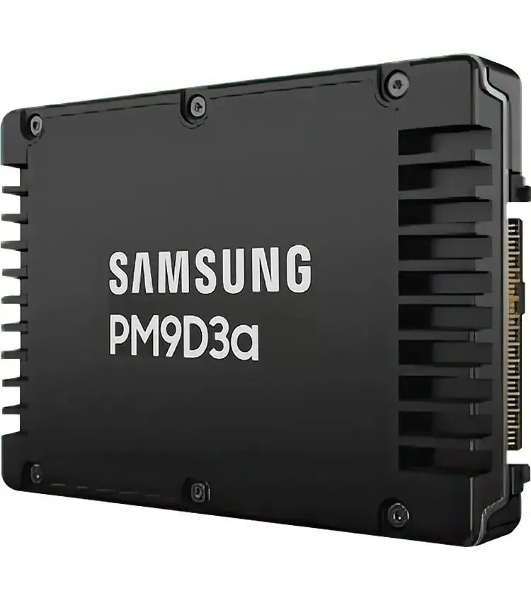 Накопитель SSD Samsung PM9D3a, 3840Gb, U.3(2.5' 15мм), NVMe, PCIe 5.0x4, 3D TLC, R/W 12000/6000Mb/s, IOPs 2 000 000/250 000, TbW 7008, DWPD 1 (12 мес.)