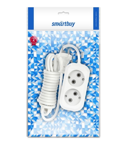 Удлинитель бытовой Smartbuy (SBE-10-2-03-N) 2 гнз х 3,0 м (10А/2.2 кВт, ПВС 2х1.0)