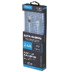 Дата-кабель Maxvi MC-31L USB-Lightning 2.4А, прозрачный корпус, LED подсветка, 1.2м, sky blue, фото2