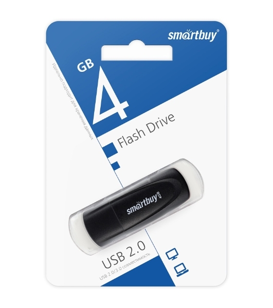 Флешка USB Smartbuy Scout Black (SB004Gb2SCK), 4Gb, USB 2.0, R/W 10/7, черный