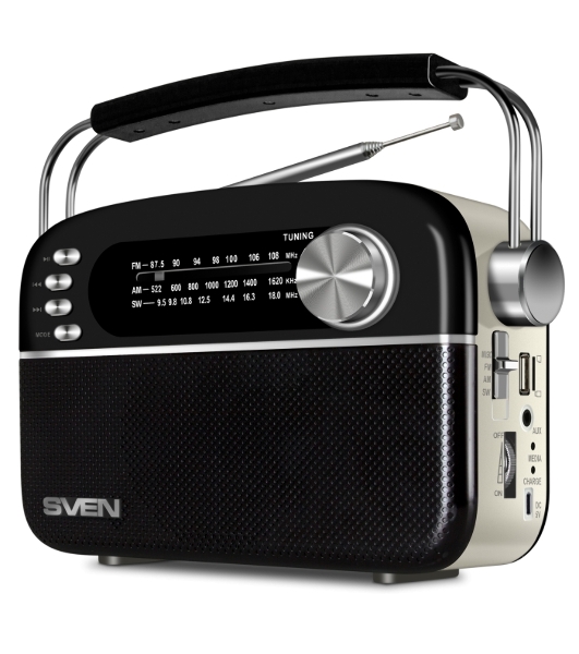 Радиоприемник белый SVEN SRP-505 (4 Вт, FM/AM/SW, USB, SD/microSD, Bluetooth, 1200 мАч)