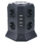 Сетевой фильтр Qumo Power Tower Pro 8SP4U (P-0002), 8 розеток, 2200 Вт, 10A, кабель 2 м 3*1 мм чистая медь, пожаробезопасный пластик, евровилка, 4 USB порта 4.5A суммарно, фото 1