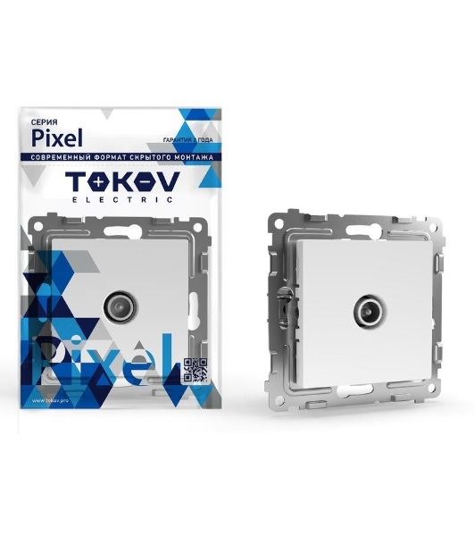 Коннектор TV TOKOV ELECTRIC СП Pixel механизм белый