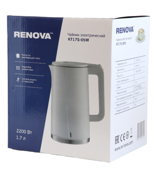 Чайник электрический Renova KT17S-05W нержавеющая сталь