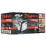 Мясорубка электрическая Sakura SA-6407 серый, 1800 Вт, 2.0 кг/мин, реверс, защита от перегрузки, металлический лоток, насадки - 5, фото2