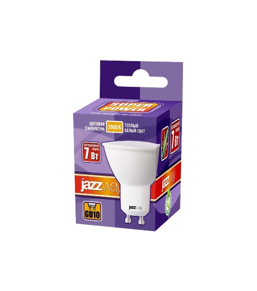 Лампа светодиодная JazzWay PLED-SP 7Вт 3000К теплый белый GU10 520лм 230В