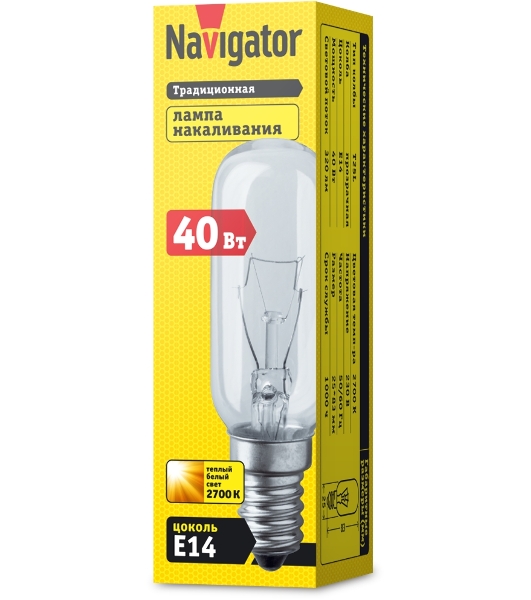 Лампа накаливания Navigator NI-T25L-40-230-E14-CL