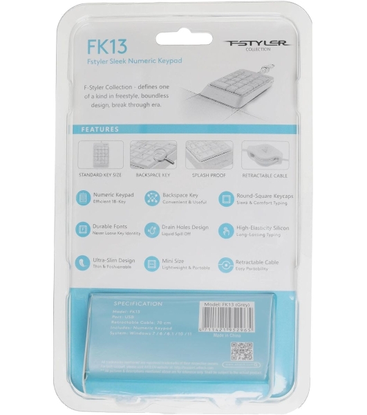 Числовой блок проводной A4Tech Fstyler FK13, USB, серый